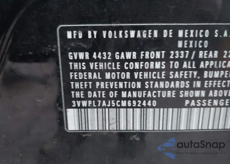 2012 Volkswagen Jetta Sportwagen 2.0L Tdi из США, поврежденный, VIN 3VWPL7AJ5CM692440